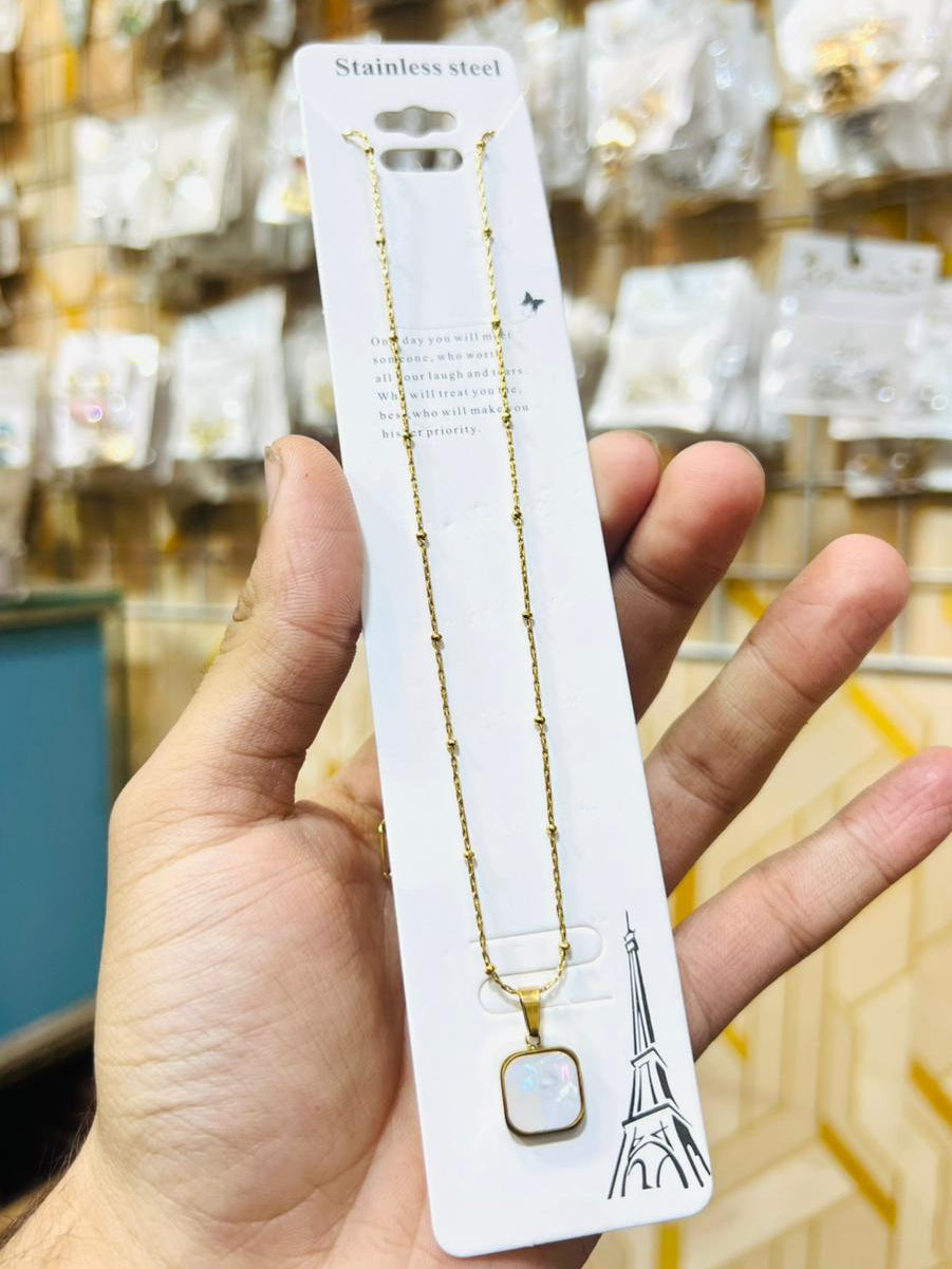 Double-Sided Stainless-Steel Square Pendant