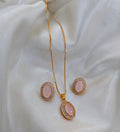 Gold Plated Necklace and Earrings with Colourful stones