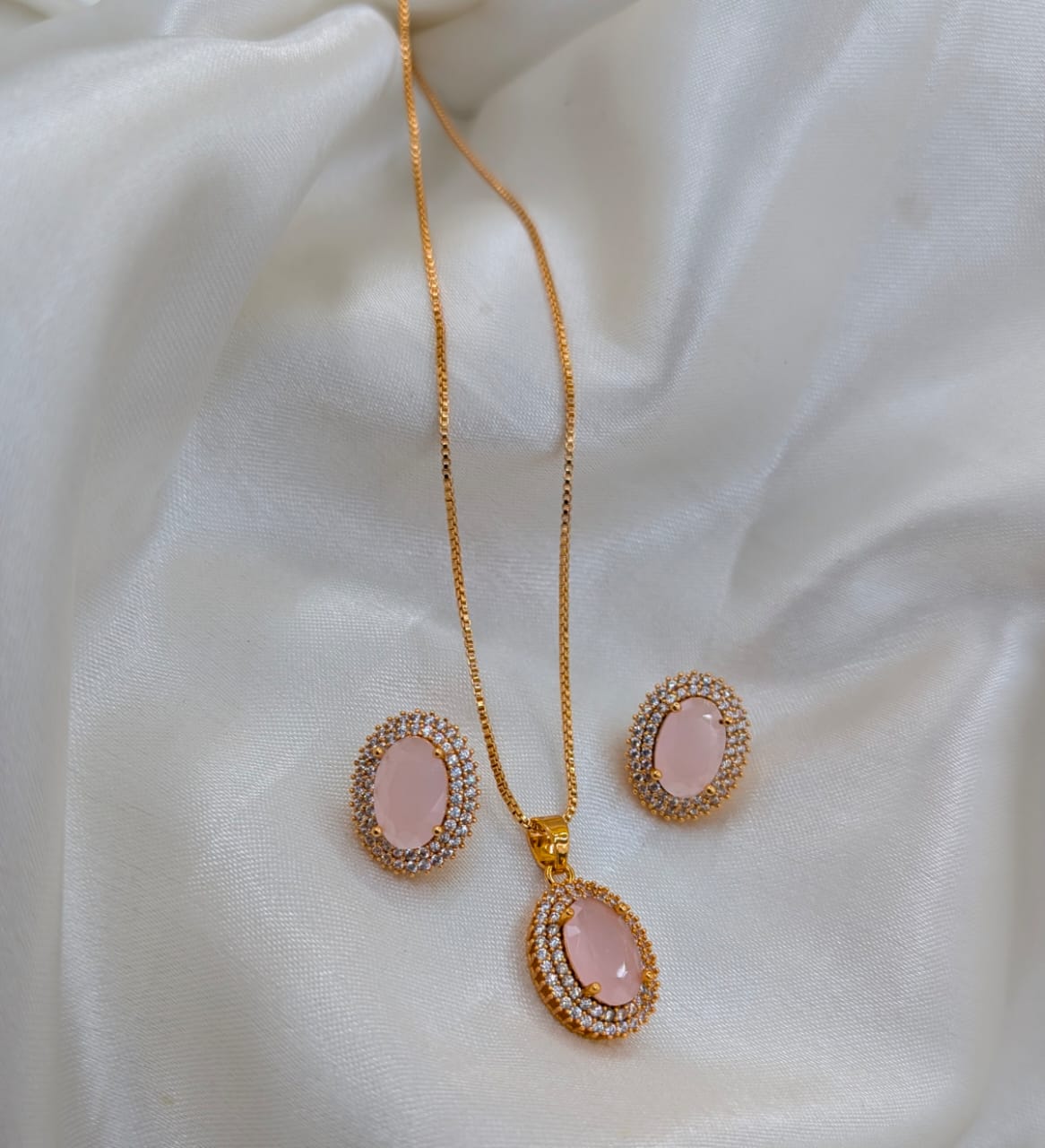 Gold Plated Necklace and Earrings with Colourful stones