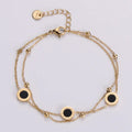 Stainless Steel Bracelet with Black Circular Charms