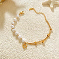 Pearl & Charm Stainless Steel Bracelet