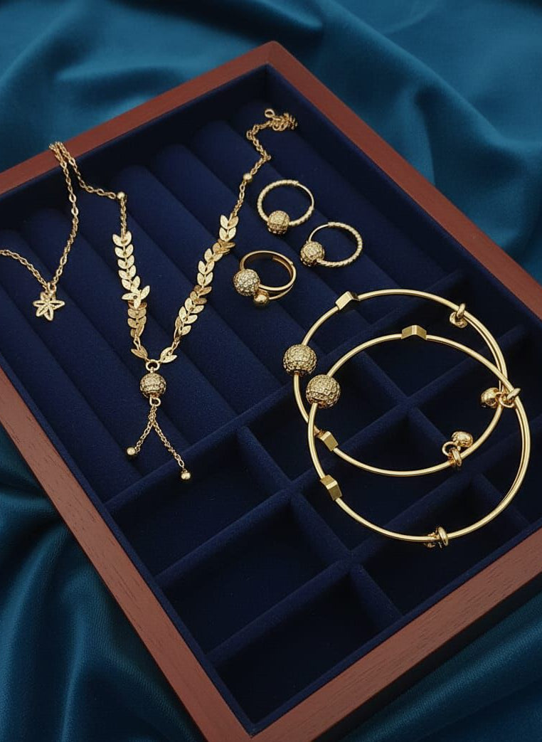 Beautiful Gold-Plated Zircon Work Ball Combo Set