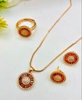 Zircon Locket Chain with Adjustable Ring Gold Plated