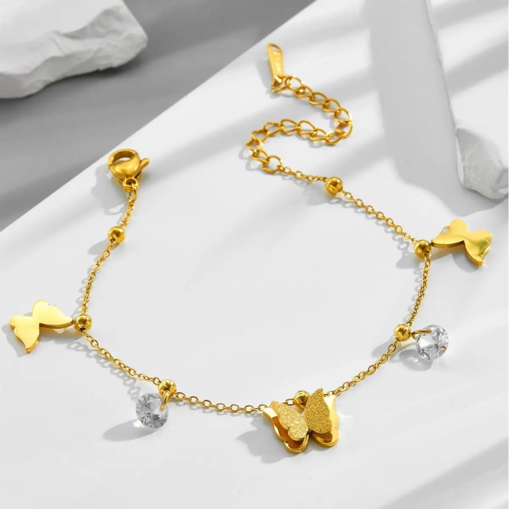 Butterfly Charm Stainless Steel Anklet