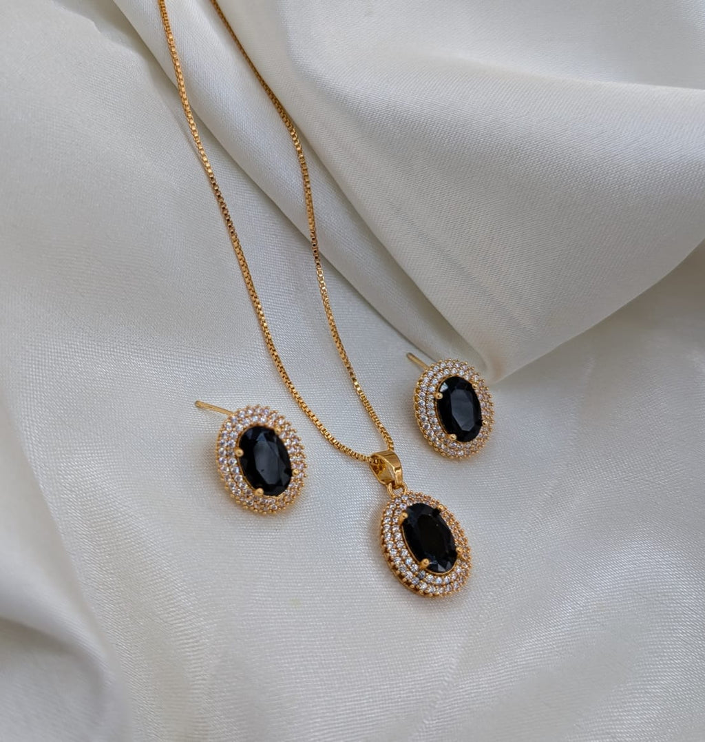 Gold Plated Necklace and Earrings with Colourful stones