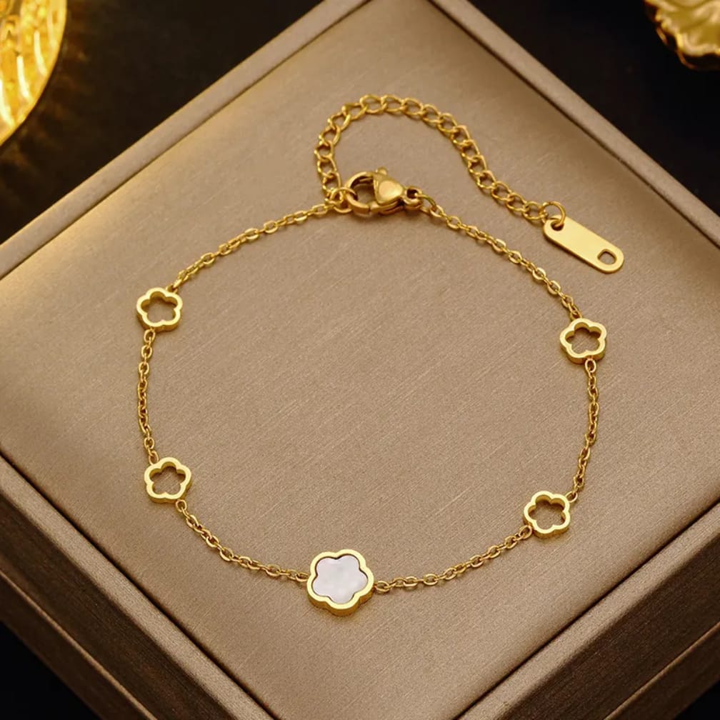 Clover Charm Stainless Steel Bracelet