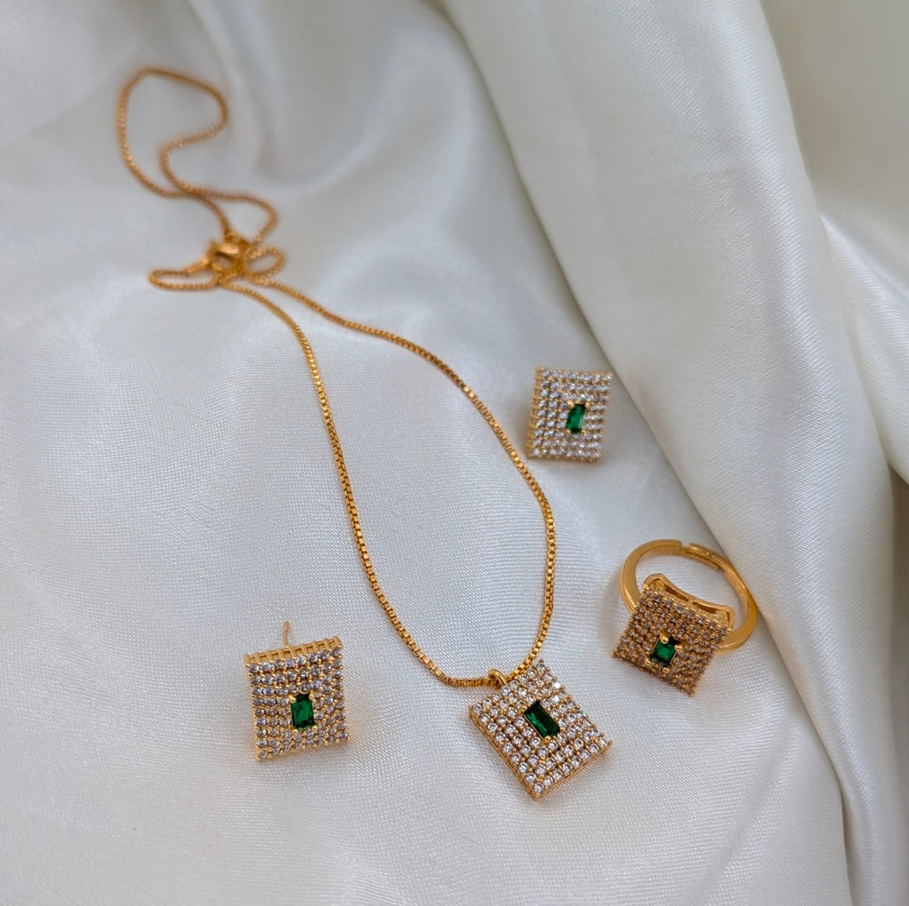 Gold Plated Zircon Locket Set