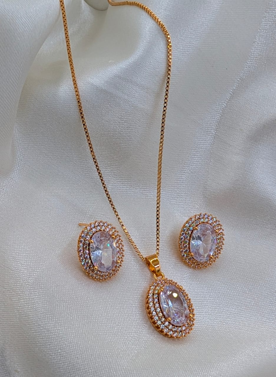 Gold Plated Necklace and Earrings with Colourful stones