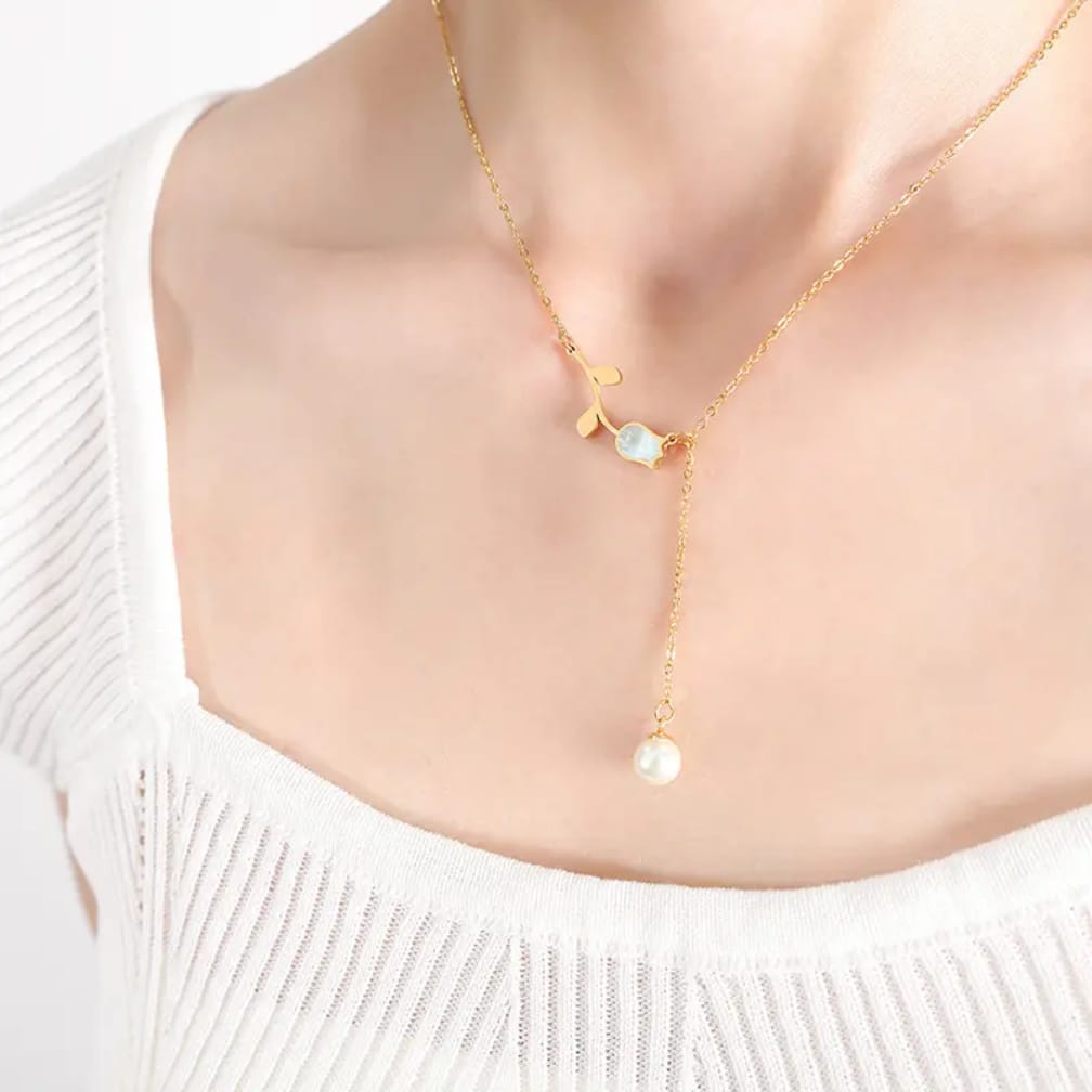 Pearl Stainless Steel Pendant Necklace
