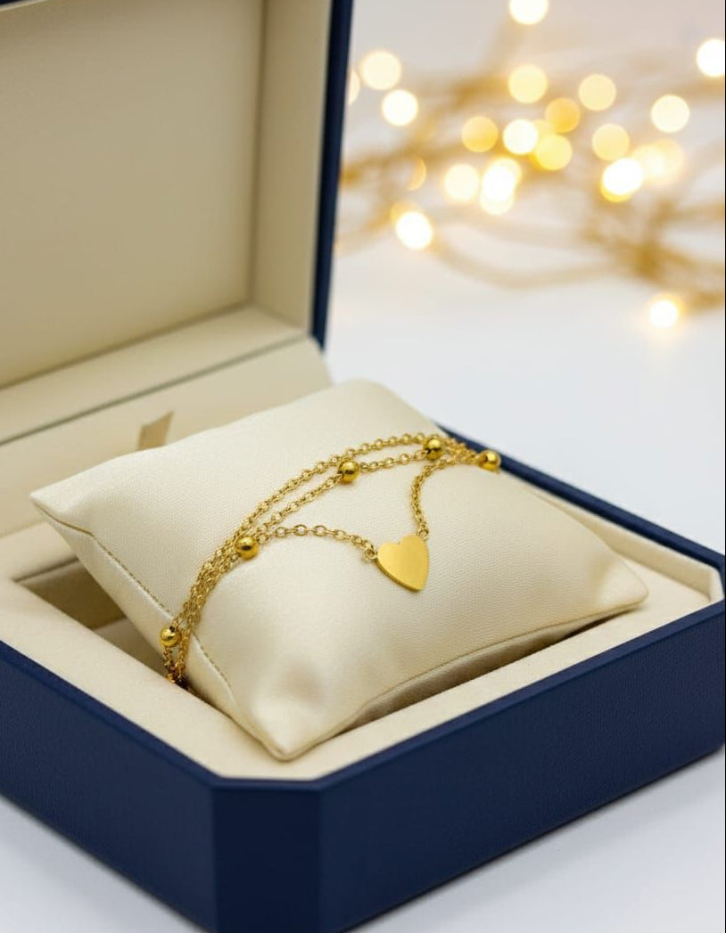 Double Chain Heart Stainless-Steel Bracelet