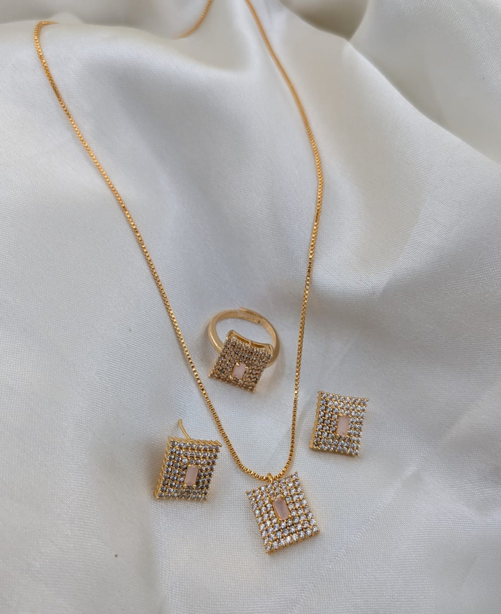 Gold Plated Zircon Locket Set