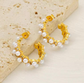 Fancy Pearl Stainless Steel Hoops