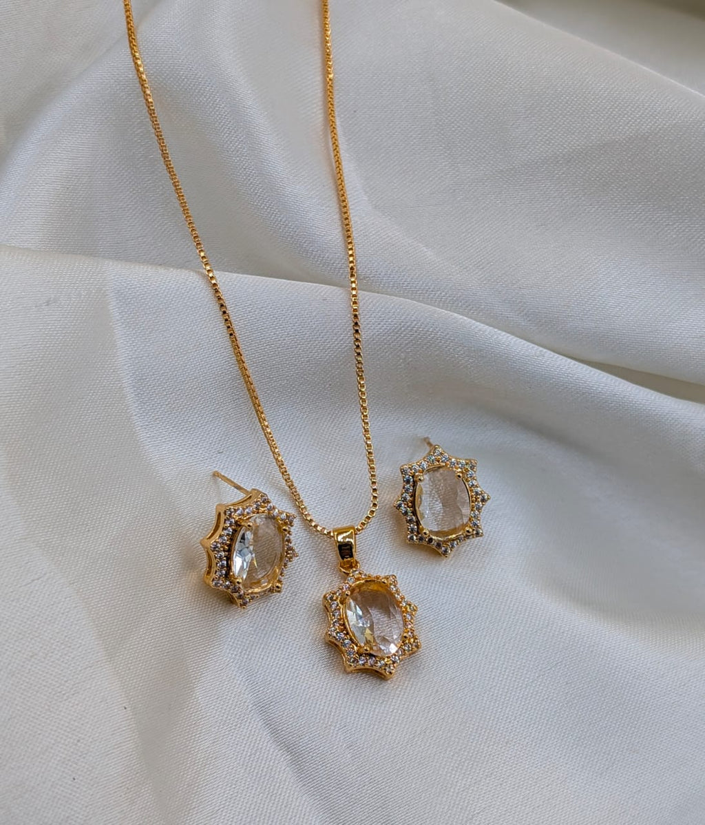 Gold Plated Locket Set with Colourful Stones