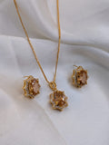 Gold Plated Locket Set with Colourful Stones