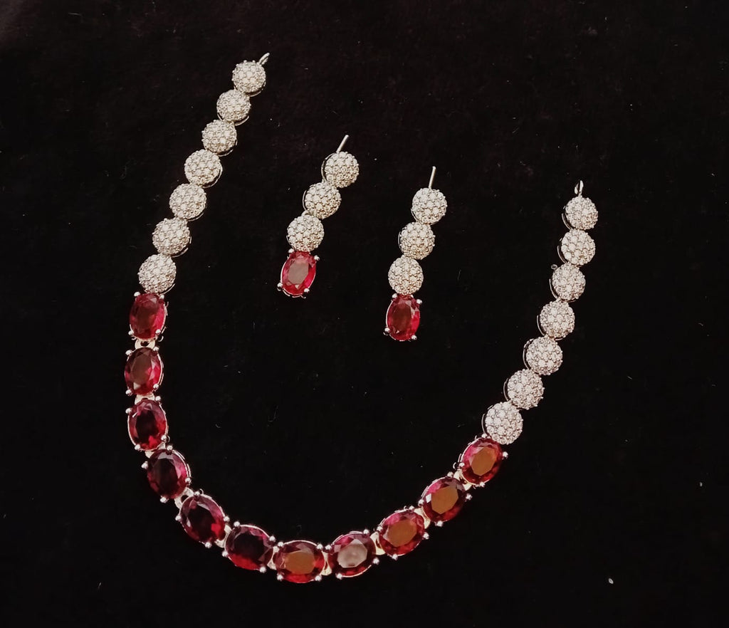 Ruby and Crystal Premium Silver Set