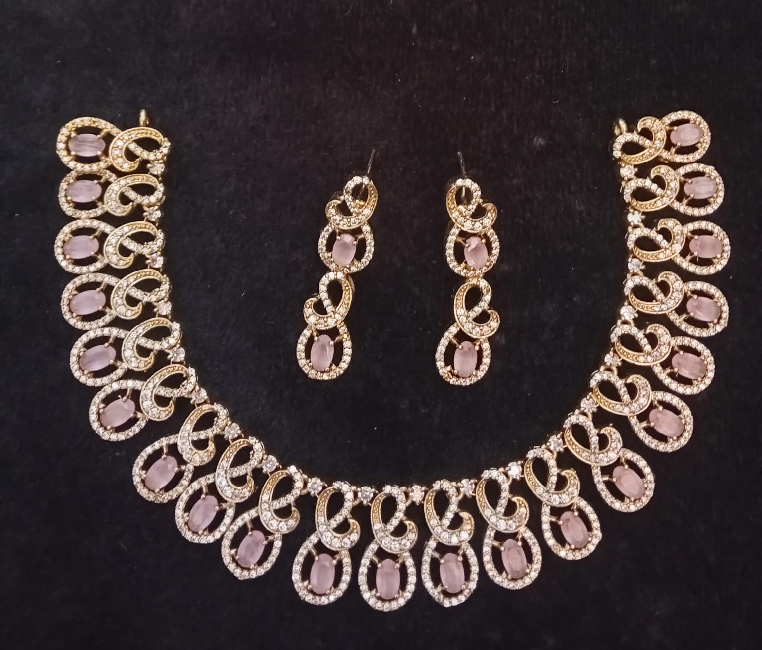 Rose Gold And Pink Crystal Premium Silver Set