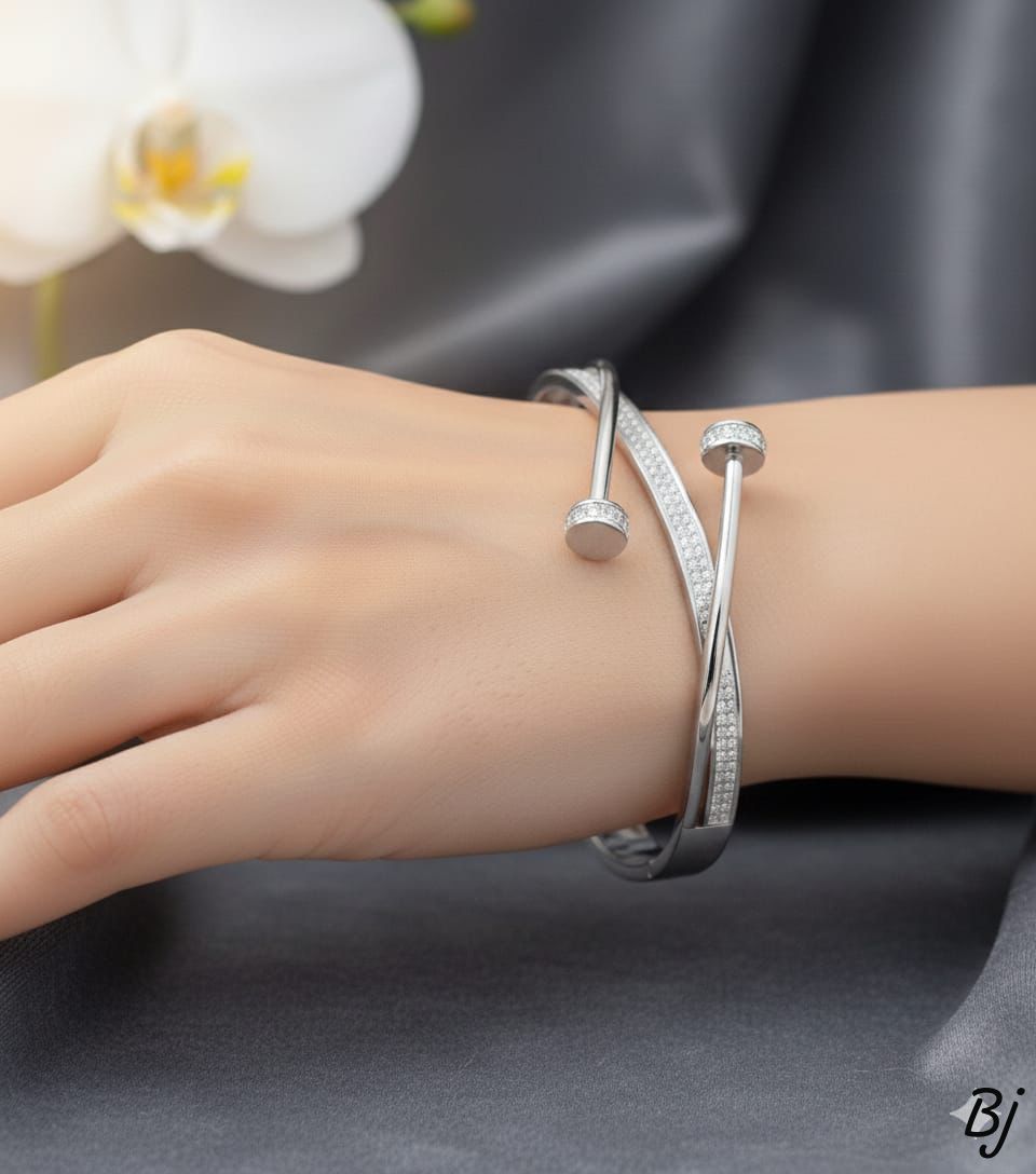 Crystal Twist Bangle Bracelet Set