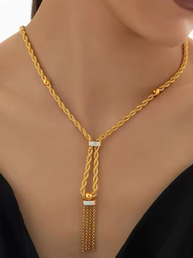 Delicate Design Stainless Steel Zircon Stones Necklace