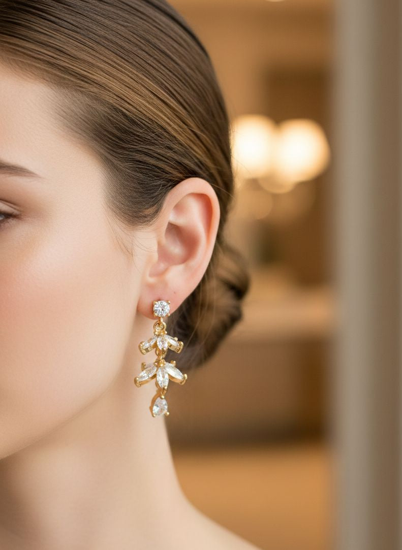 Gold Plated 2 Layered Zircon Earring