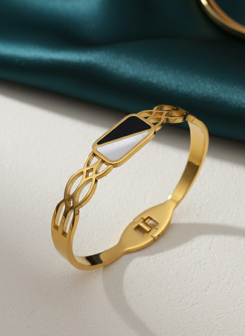 Gold Bracelet with Black & White accent