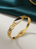 Gold Bracelet with Black & White accent