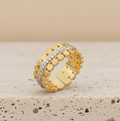 Beaded Sides Rhinestones Ring
