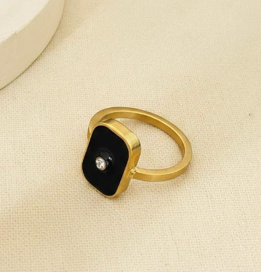Black Mina Solitaire Ring