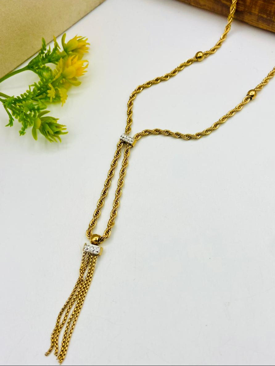 Delicate Design Stainless Steel Zircon Stones Necklace