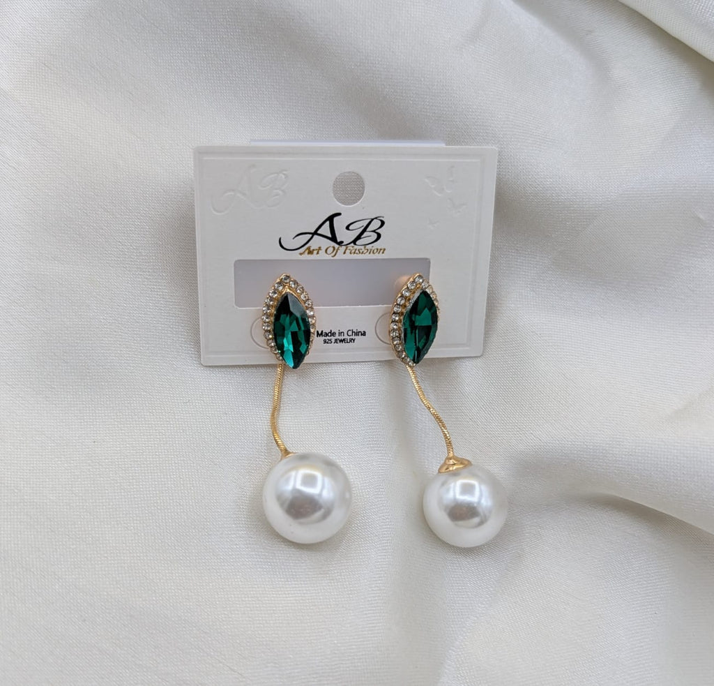 Pearl Earrings with Colourful Gemstones