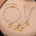 Stainless Steel Pearl Star Locket Set with Bracelet