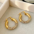 Stainless-Steel Gold Zircon Hoops