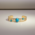 Gold Cuff Bracelet with the Turquoise Stone Accent
