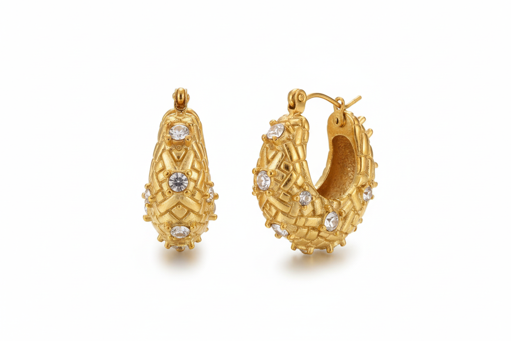 Chunky Zircon Stainless Steel Hoops