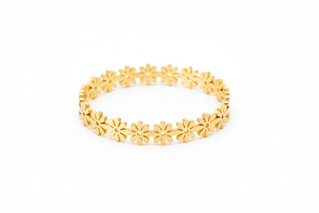 Stainless Steel Gold Daisy Flower Handcuff