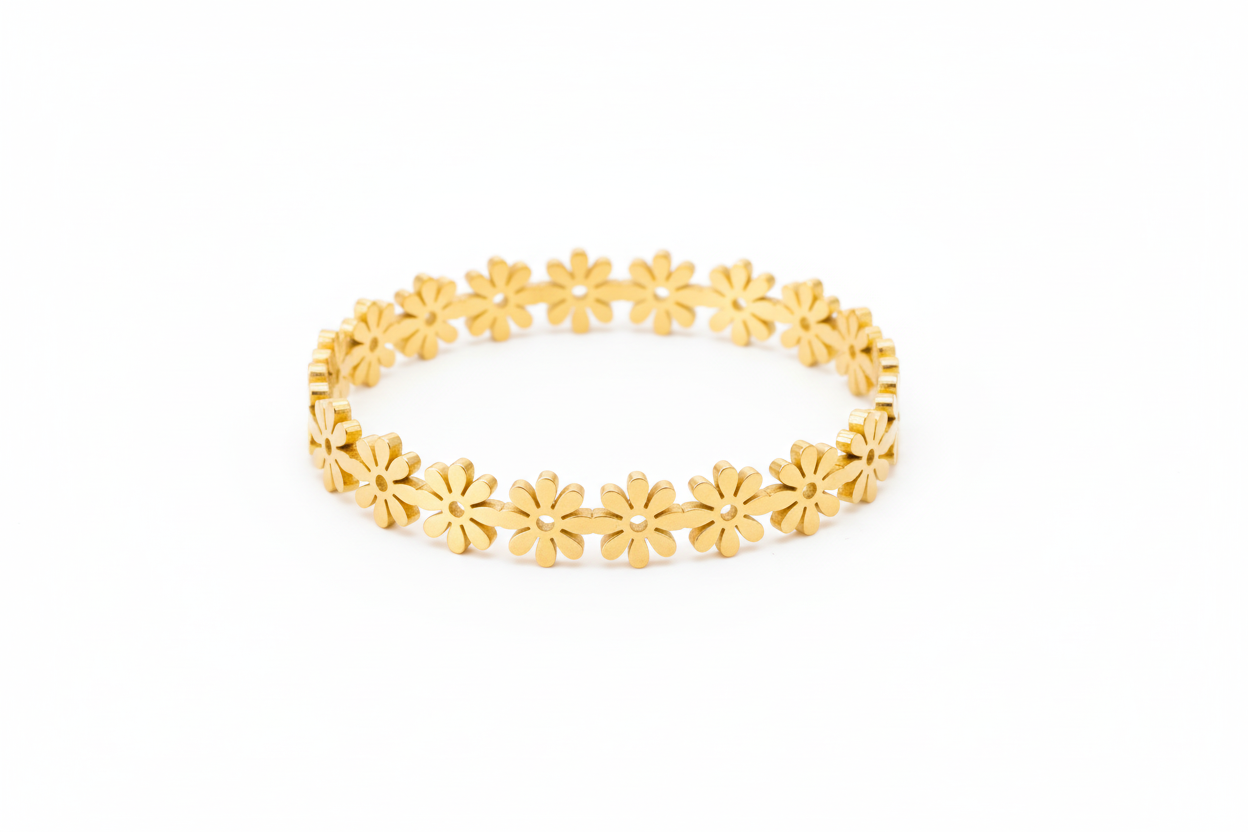 Stainless Steel Gold Daisy Flower Handcuff
