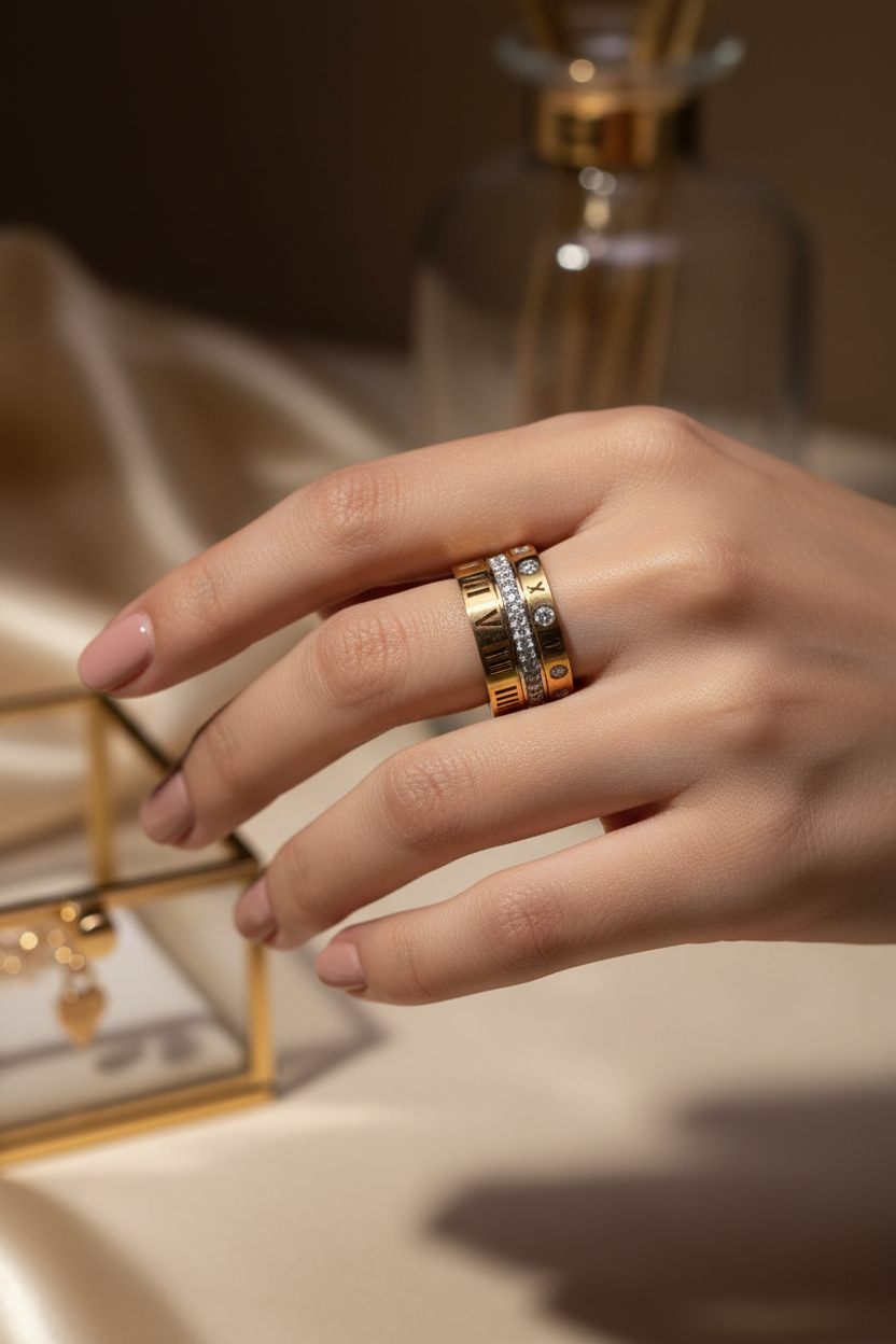 Roman Numeral Ring Band