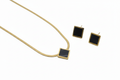 Black Square Stainless Steel Locket Set
