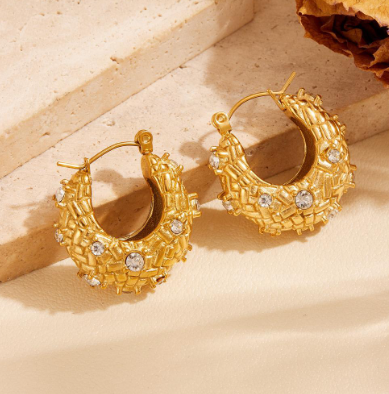 Chunky Zircon Stainless Steel Hoops