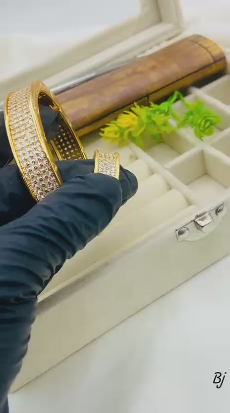 Beautiful BVLGARI | Premium Quality Stainless Steel Gold Plated | Micro Zircon Work Combo Set