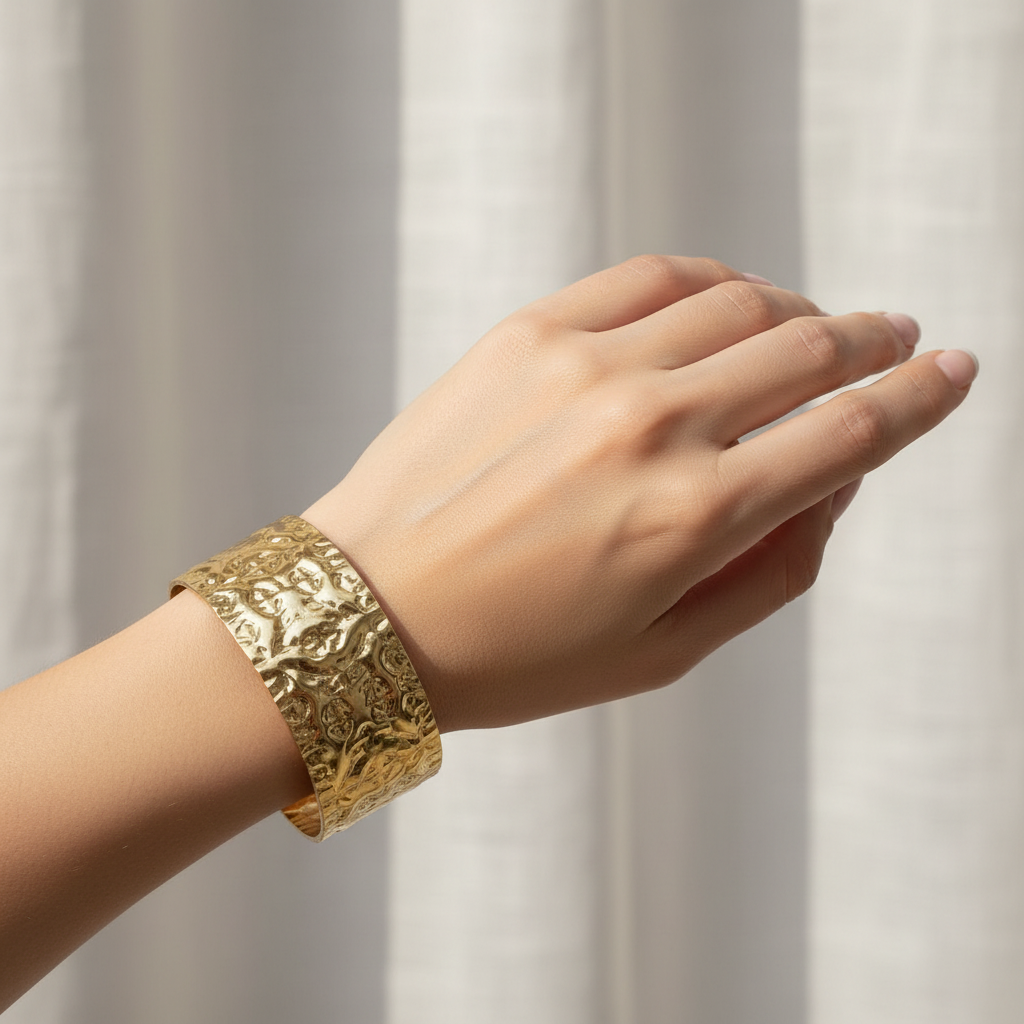 Textured Gold Cuff Bracelet